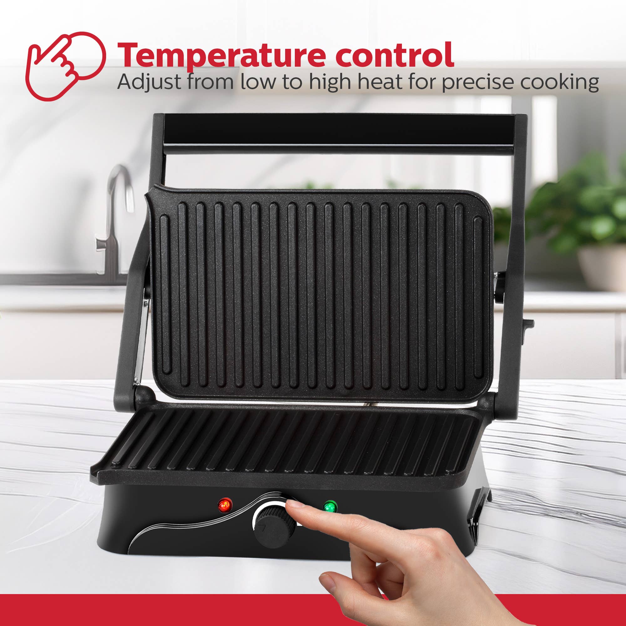 2-SLICE STAINLESS STEEL PANINI PRESS + 180° OPEN FLAT GRILL for wholesale on Faire3