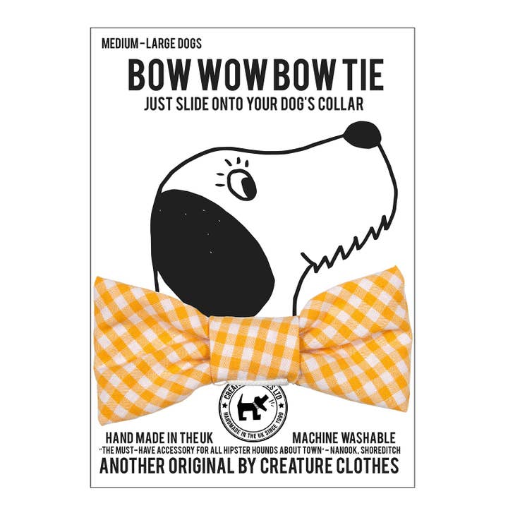 Hondenstrikje in Geel Gingham Ontwerp voor wholesale door Creature Clothes