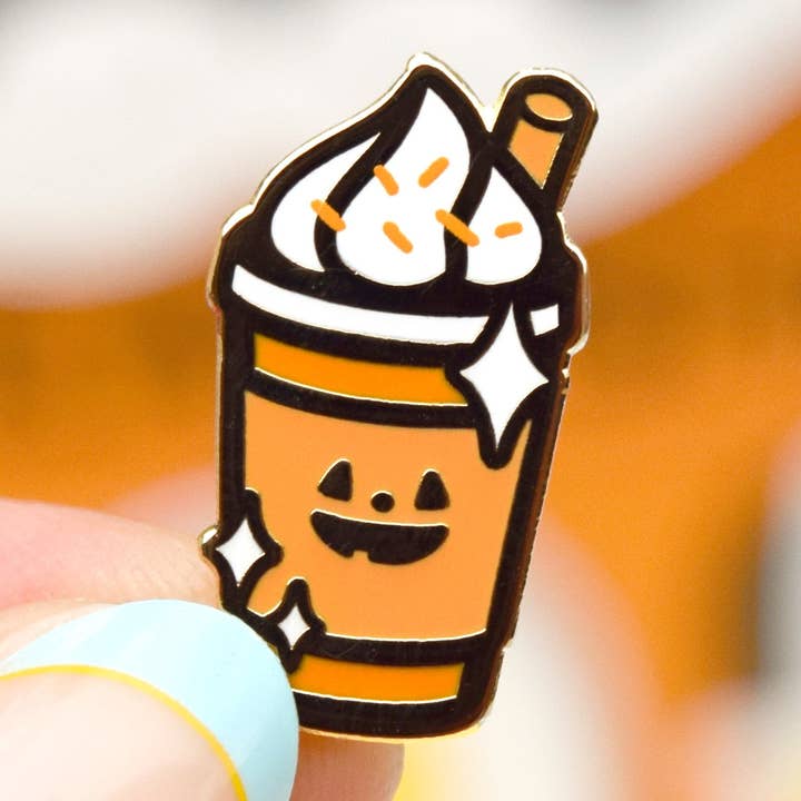 Pumpkin Spice Latte Enamel Pin for wholesale by Sugarnova