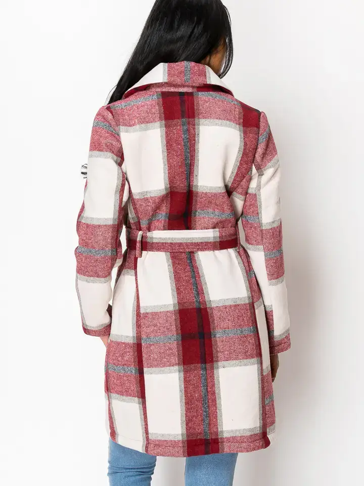 PATRONCITO USA INTERNATIONAL, INC - Wholesale Coat - Women's - Women's Long Coat Plaid Jacket with belt (LJ400)28