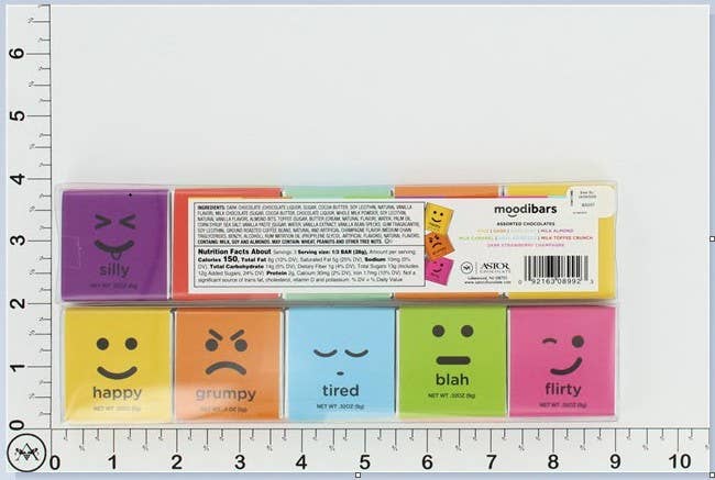 Astor Chocolate Corp. - Wholesale Chocolate Bar - 10-pc Moodibars® Squares Gift Pack:Happy,Grumpy,Tired.2