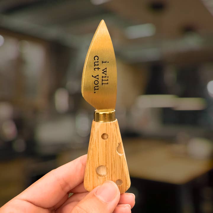 Couteau en acier inoxydable ton or gravé au laser - Je vais te couper pour la vente par Buffalovely