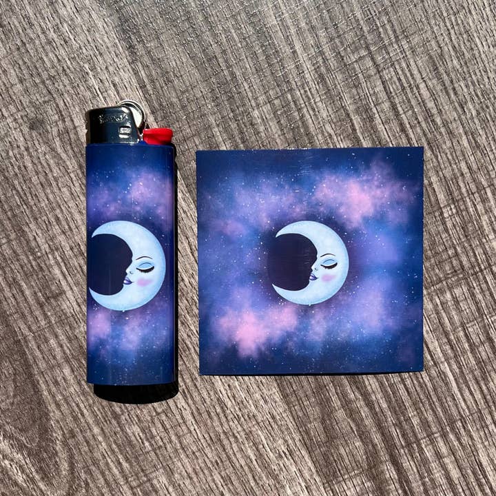 Crescent Sun Studio - Wholesale Sticker - Celestial Moon Lighter Wrap Sticker for standard BIC lighter