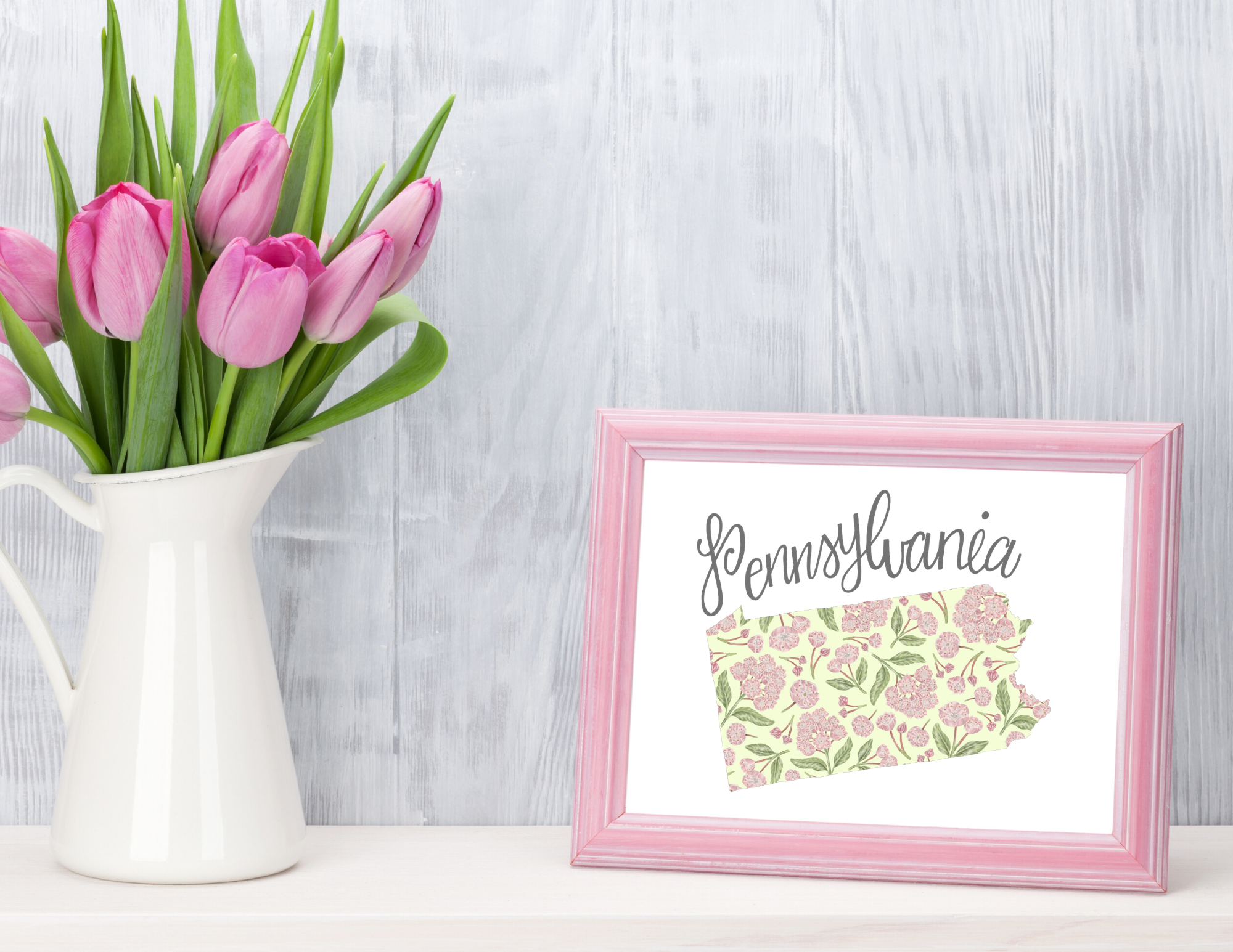 Erica Catherine Illustration – wholesale Art print – Pennsylvania State Map Art Print1