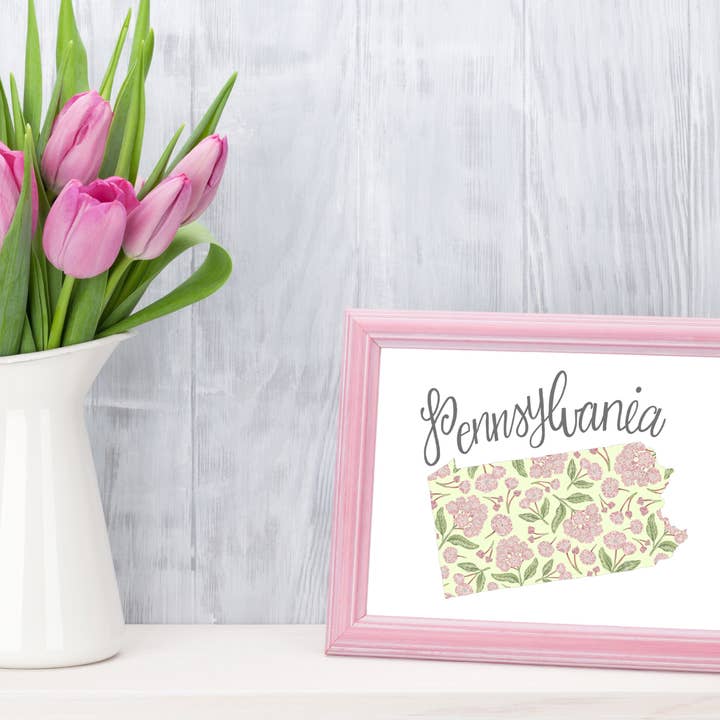 Erica Catherine Illustration – wholesale Art print – Pennsylvania State Map Art Print1