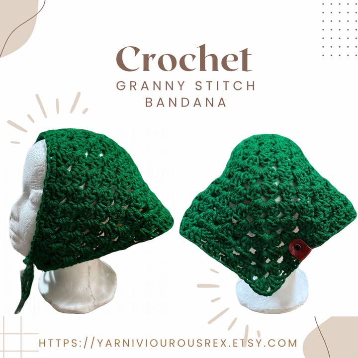 Grön Granny Stitch Bandana för wholesale av Yarniviourous Rex