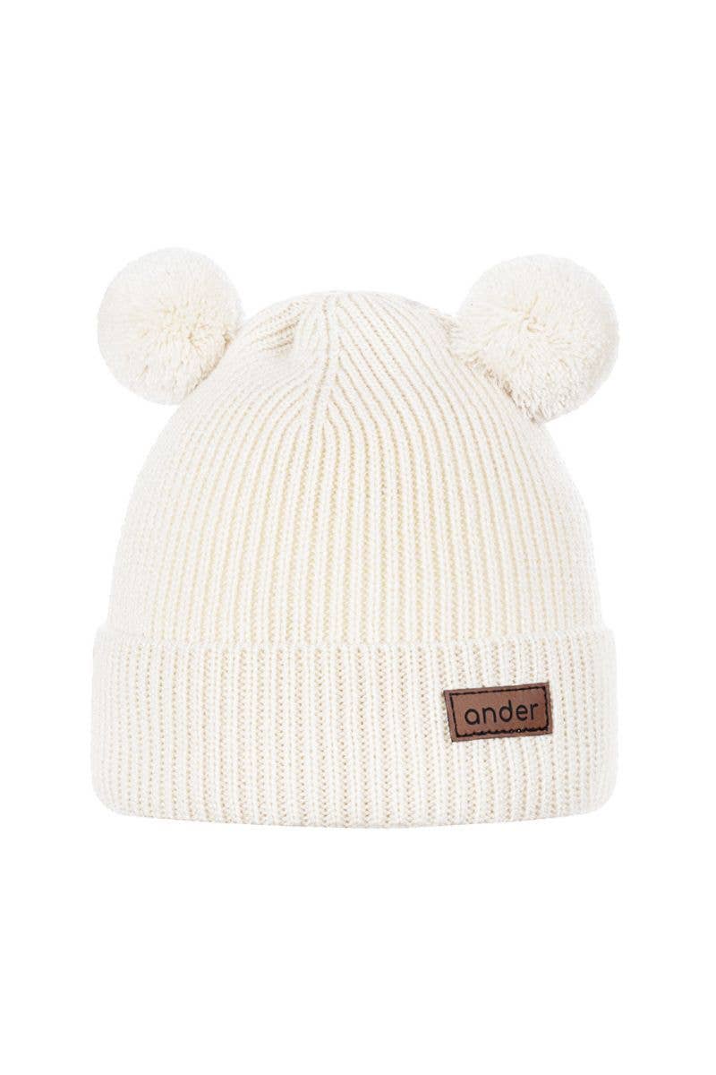 Ander - Vente Bonnet – enfant - Bonnet tricoté Teddy en 100 % laine mérinos avec pompon Fabriqué en PL0