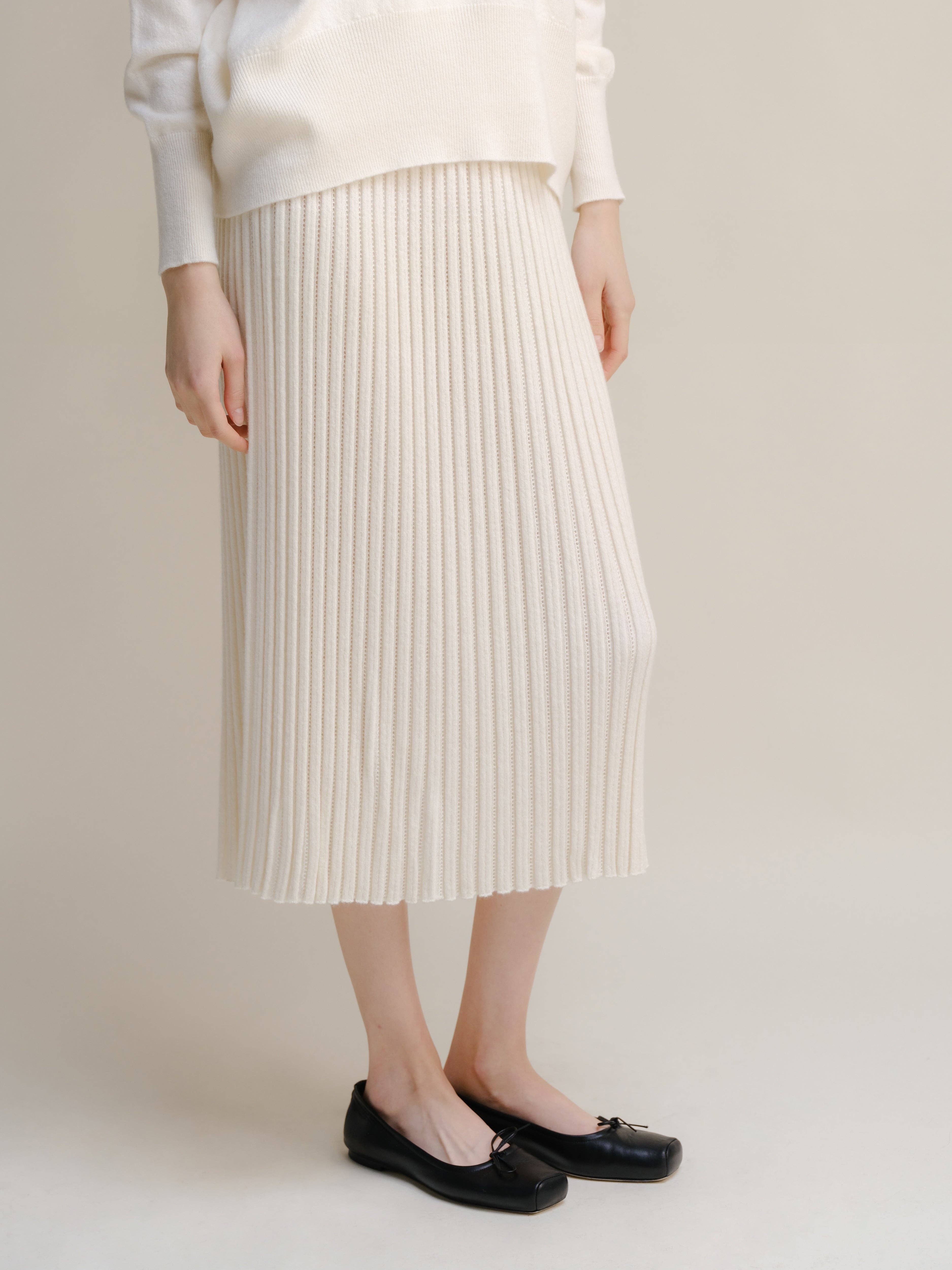 Lèmme - Vente Jupe – femme - Jupe perforée en mélange de cachemire tricotée en 3D7