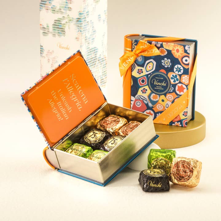 Murrine Mini Book Box - Assorted Gourmet Italian Chocolate for wholesale by Venchi