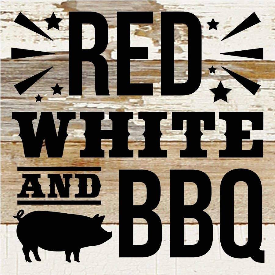 Second Nature by Hand - Vendita all'ingrosso Cartelli - Decorazione da parete rossa, bianca e barbecue, 15,2 x 15,2 cm0