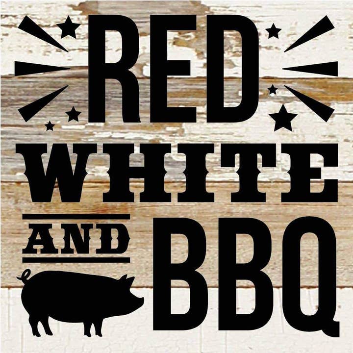 Second Nature by Hand - Vendita all'ingrosso Cartelli - Decorazione da parete rossa, bianca e barbecue, 15,2 x 15,2 cm