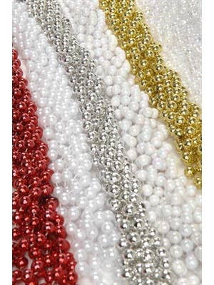 BEAD GARL. 33'-12MM SHINY SLV for wholesale by Studio Specialties