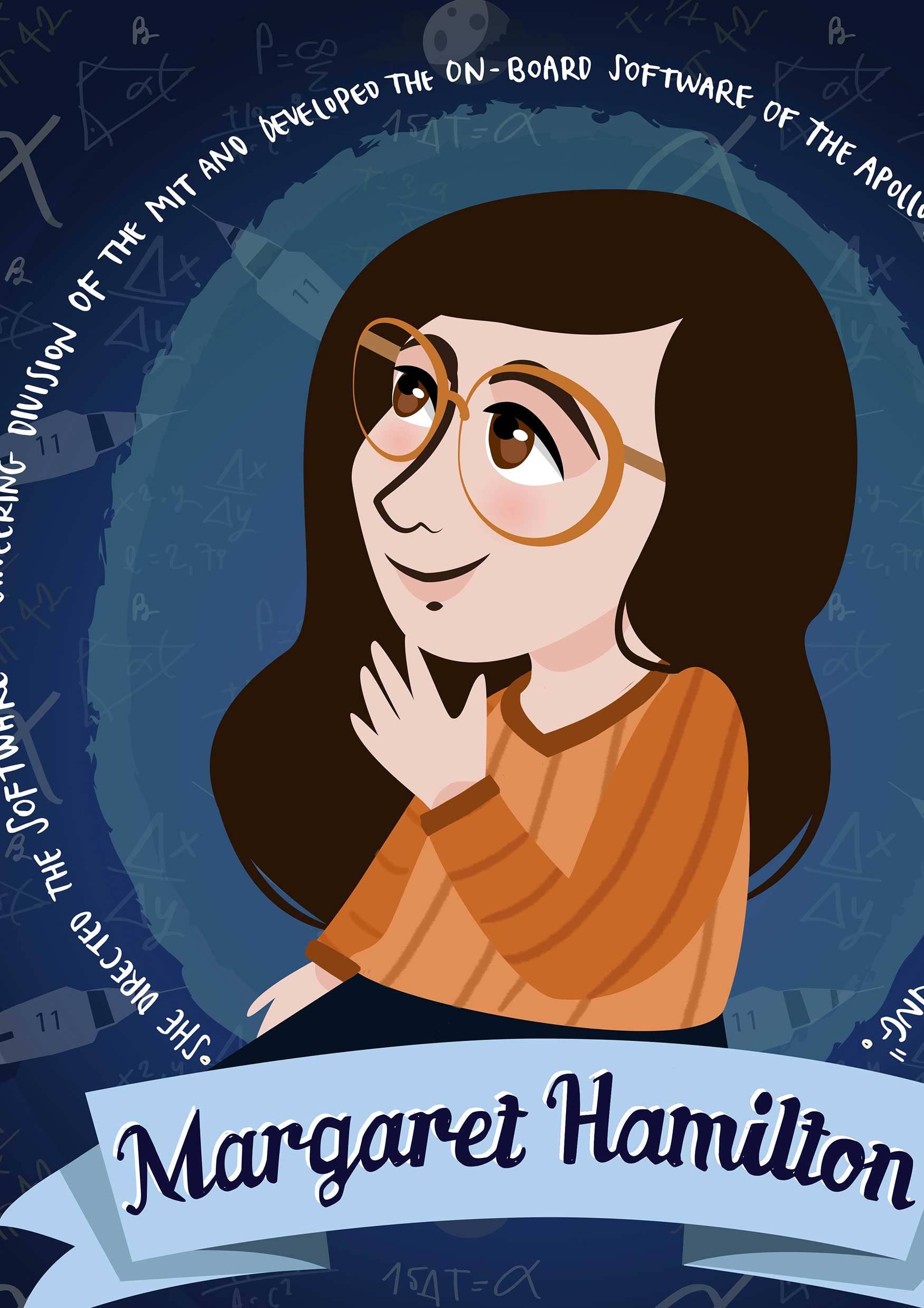 Irene Renon illustrations - Wholesale Poster - Margaret Hamilton, Classroom Decor, Computer Science Gift,4