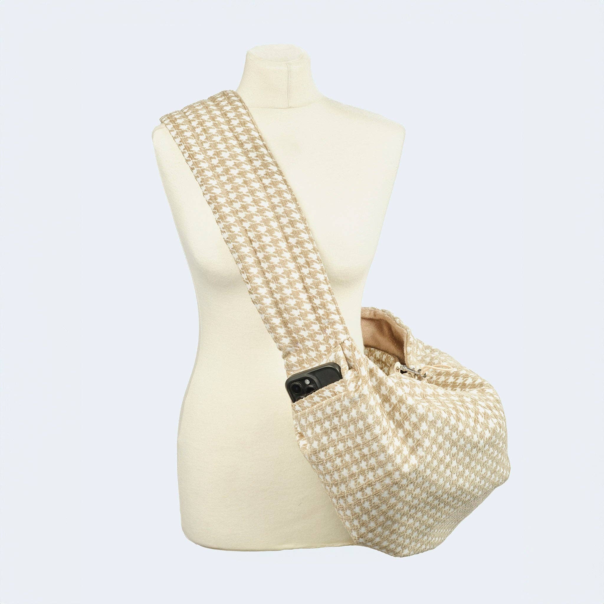 ​​Leopold's Finest for dogs - Wholesale Pet Carrier - Dog - Puppy carrier houndstooth pattern beige1