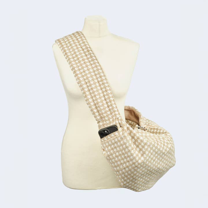 Leopold's Finest for dogs - Wholesale Pet Carrier - Dog - Puppy carrier houndstooth pattern beige1