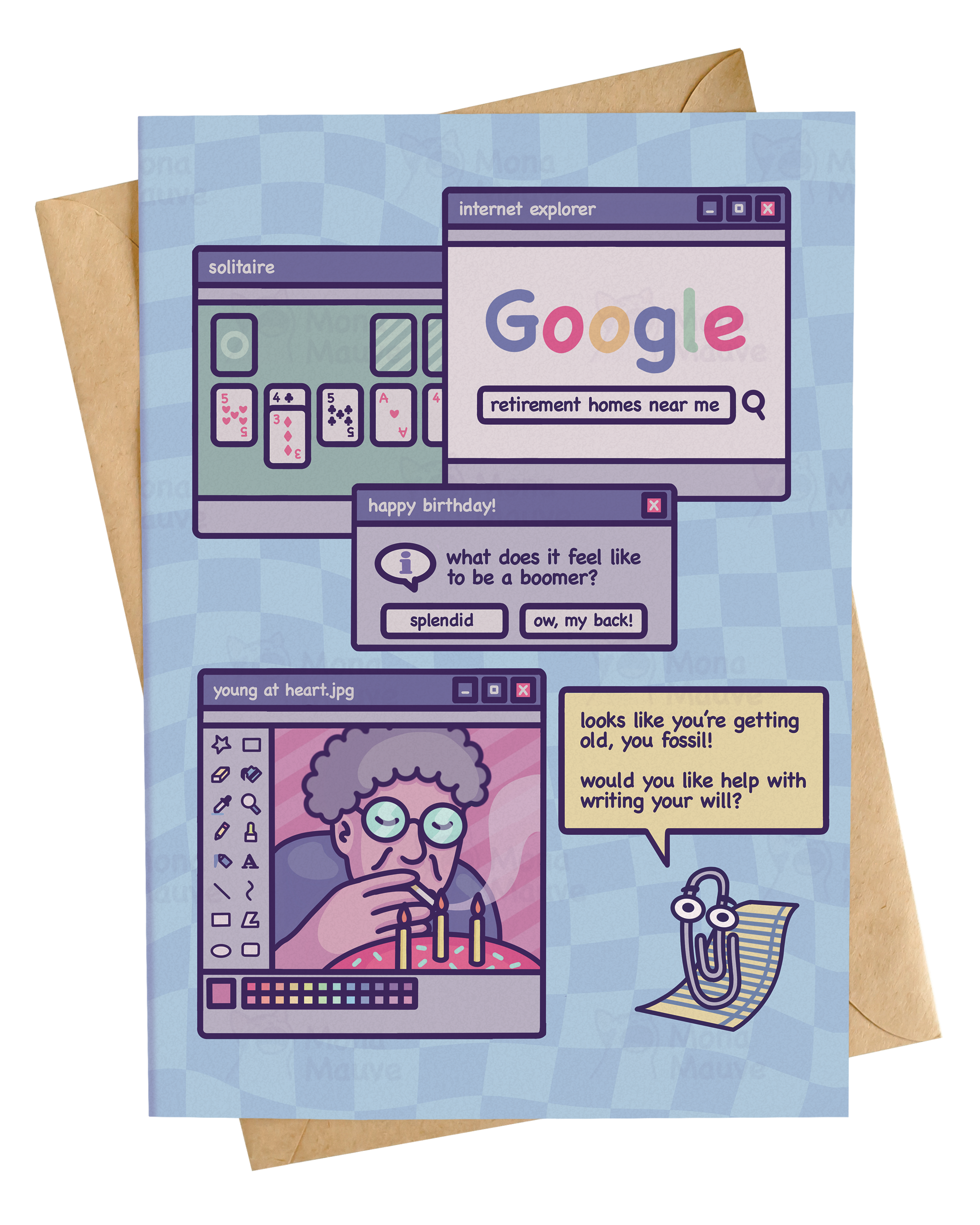 Mona Mauve • Silly Art! – wholesale Födelsedagskort – Boomer | Roligt, oförskämt och stötande födelsedagskort0