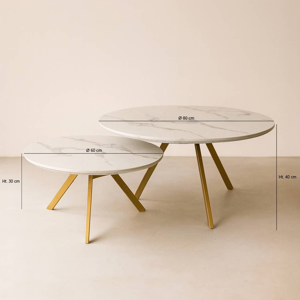 Now's Home - Vendita all'ingrosso Tavolini - SET 2 TAVOLINI NIDO EFFETTO MARMO H30/40CM HOXTON5