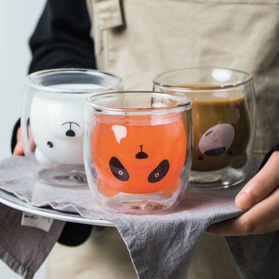 Bear Shaped Double Wall Glass Mugs for wholesale by Homerely (We Cover All Import Duties)