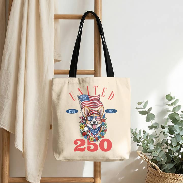 Aigle patriotique Cloche de la Liberté et Corgi 1776 à 2026 Sac fourre-tout pour la vente par Vivtrek