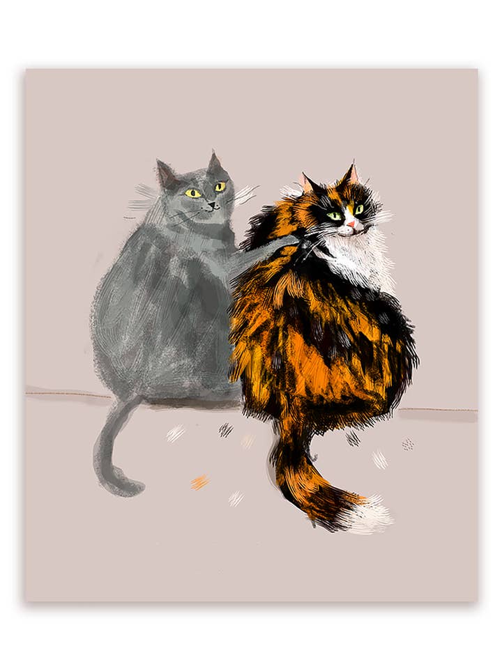 Pensées pour toi - Carte Compagnons Chats - Intérieur vierge pour la vente par The Dancing Cat