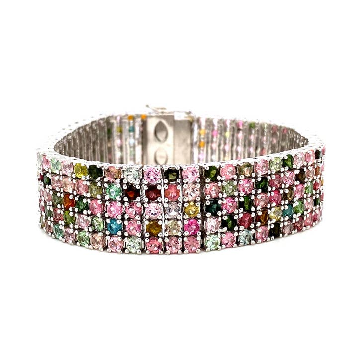 Multi Tourmaline Bracelet in .925 Silver - KSD 41405 for wholesale by Kotawala Jewels