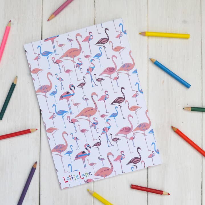 Lottie Lane – wholesale Notebook – Recycled Notebook/Journal Funky Flamingos2