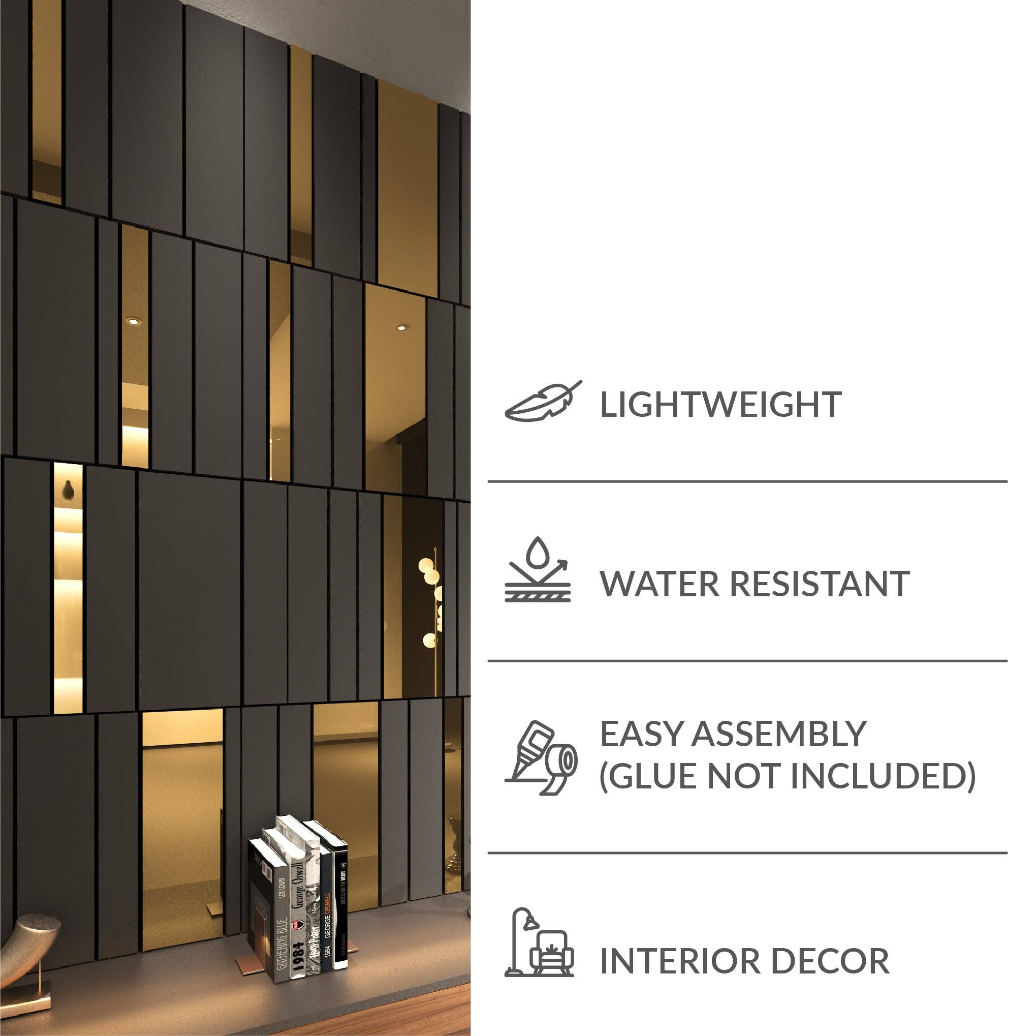 Guipp-Decor - Decoriy - Wholesale Decorative Panel - Dark Grey and Gold 3D Wall Panels3