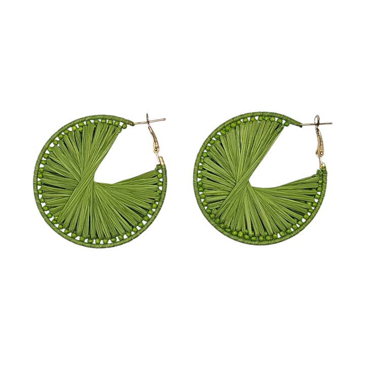 Raffia Wheel Hoop Earrings for wholesale by Narratives The Line