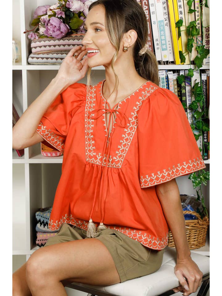 Vine & Love - Vente Chemisier – femme - Blouse blanche brodée à col noué, style bohème22