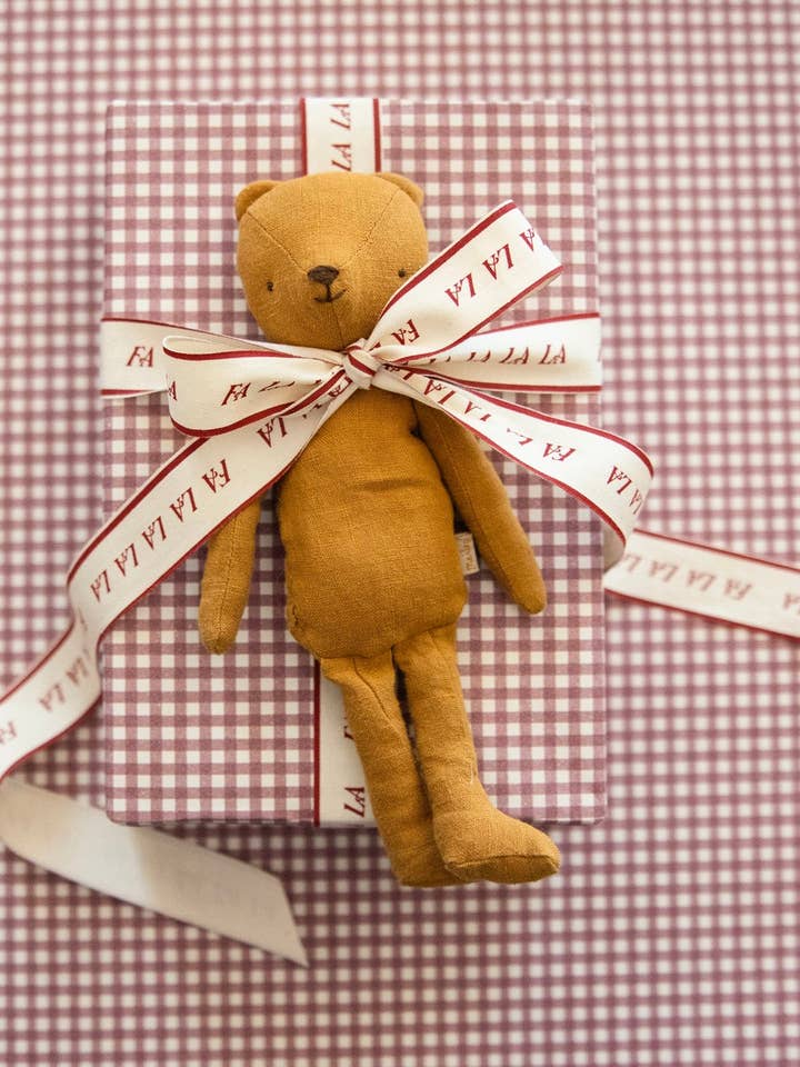 'Cranberry Check' wrapping paper roll for wholesale by Parcel Paper