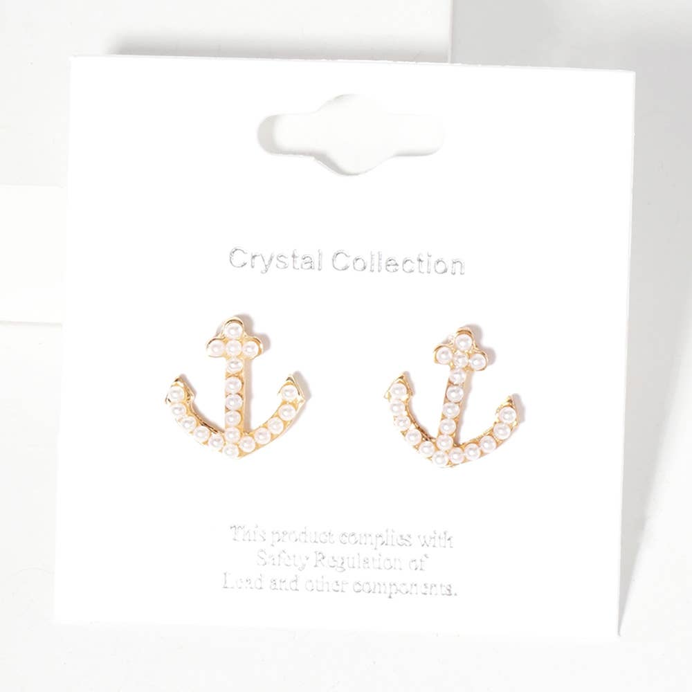 Sensibling Corp. - Venta al por mayor Pendientes de botón/aretes de poste - Pendientes de botón con ancla pavimentada de cristal de imitación.17