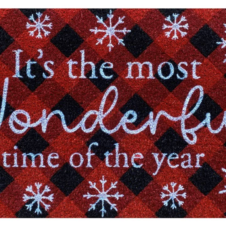 The Most Wonderful Time Coir Christmas Doormat 30" x 18" for wholesale by Briarwood Lane