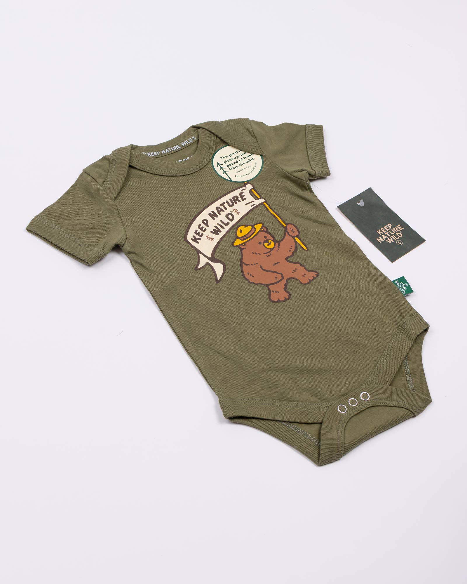 Keep Nature Wild - Wholesale Bodysuit (Non-Footed) - Baby - Happy Camper Bear Baby Bodysuit | Olive6