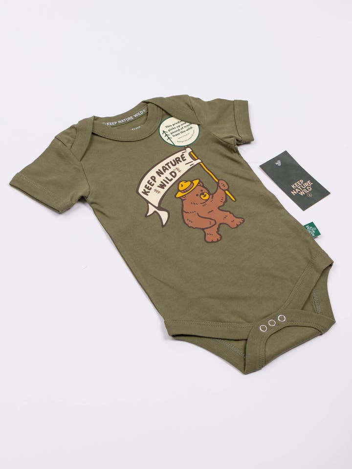 Keep Nature Wild - Wholesale Bodysuit (Non-Footed) - Baby - Happy Camper Bear Baby Bodysuit | Olive6