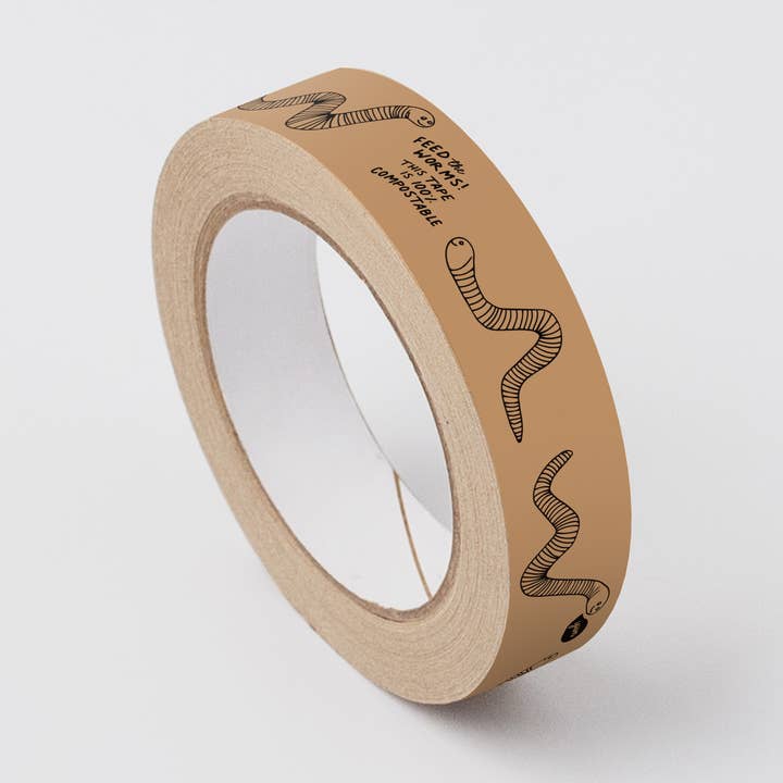 Ruby & Bo – wholesale Tape – Feed The Worms Compostable Kraft Paper Tape 24mm x 50m0