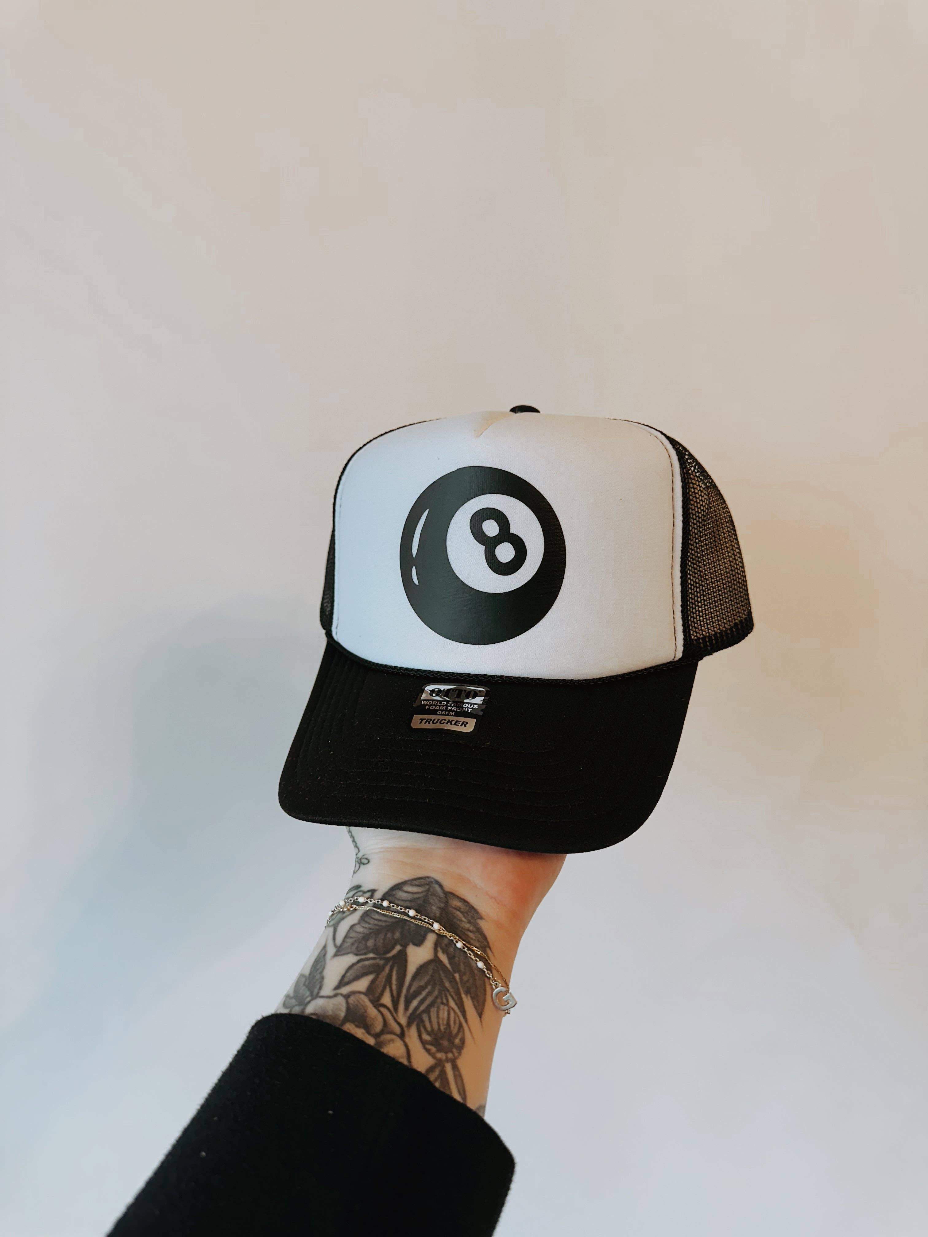 Grady Ln Boutique - Wholesale Trucker Hat - Women's - Eight Ball Trucker Hat1