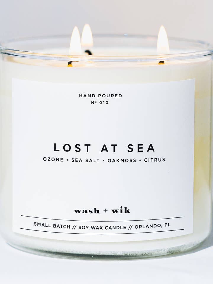 Lost At Sea Soy Wax Candle | Beach House | Ocean - 3 Wick for wholesale by Wash and Wik