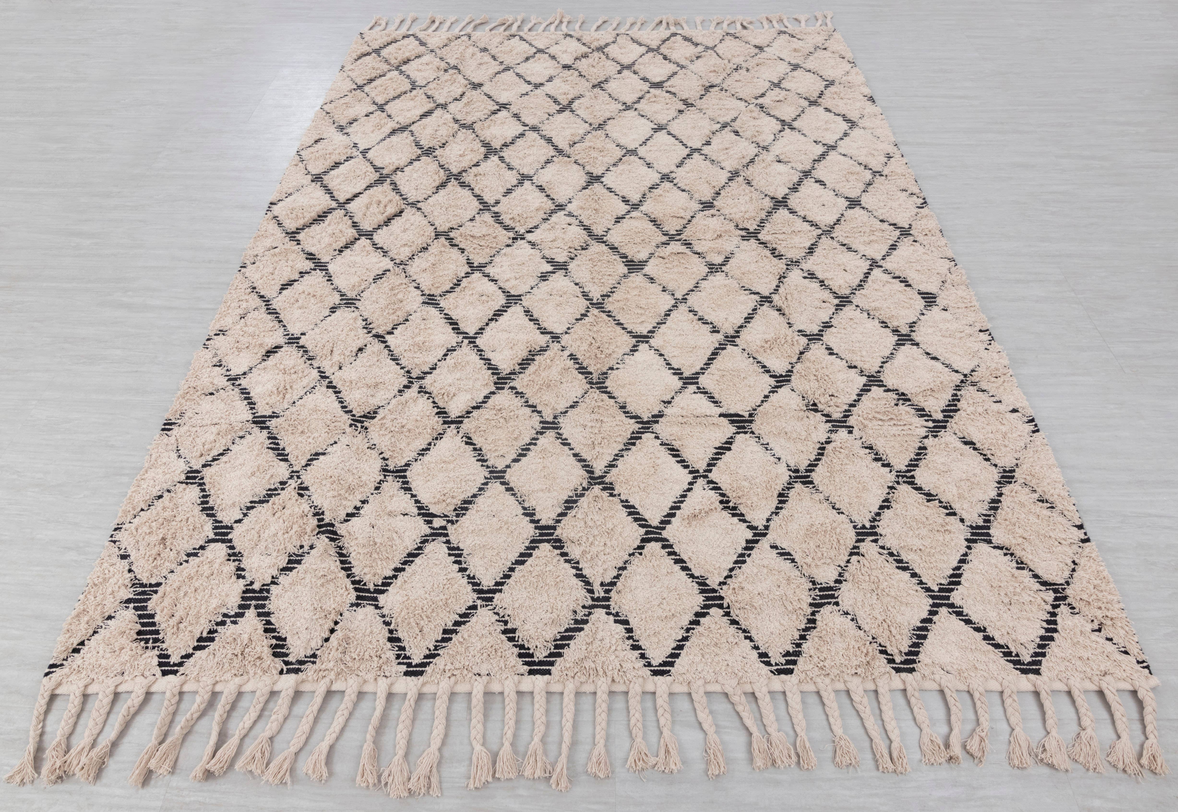 Aesthetic Homes LLC - Wholesale Area Rug - Modern Moroccan Beige Bohemian Hand Woven Wool Cotton Rug 2