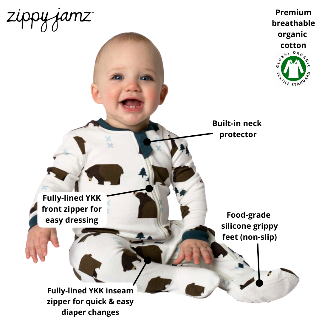 ZippyJamz - Wholesale Jumpsuit - Baby - Little Grizzle - Babysuit - Footed3