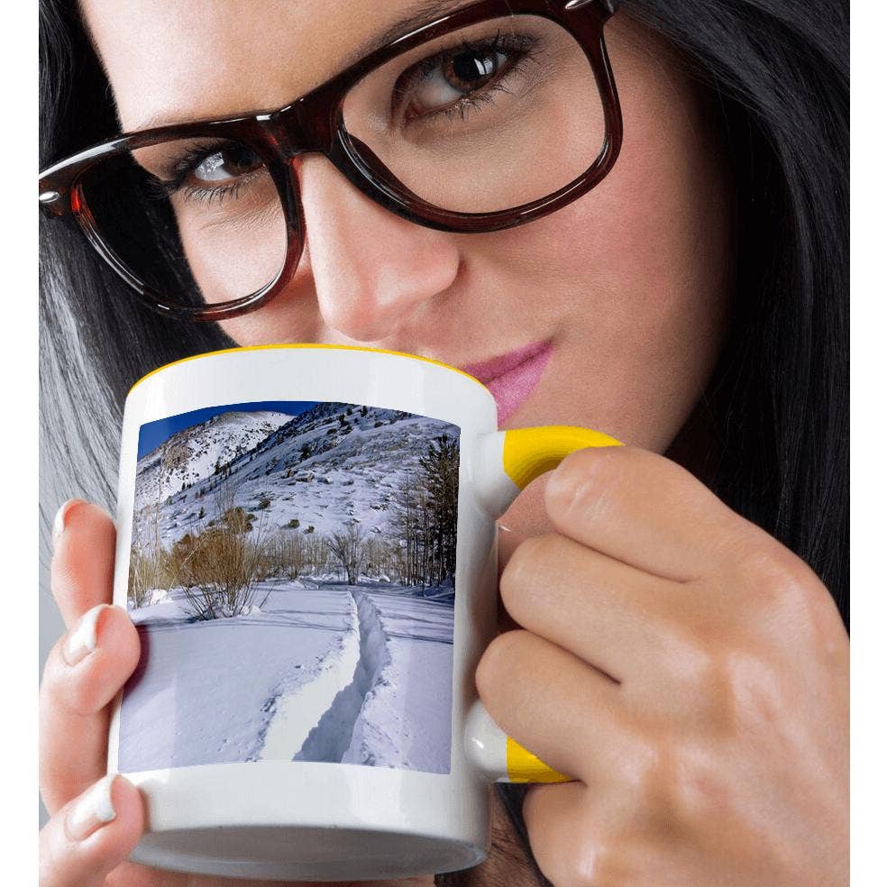 3dRose - Vente Tasse à café - 3dRose, États-Unis, Californie, montagnes de la Sierra Nevada. Chemin à travers la neige de montagne, Tasse1