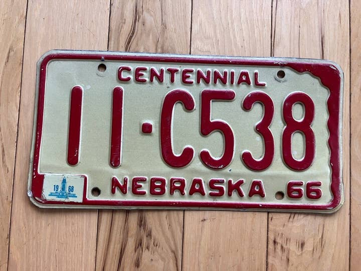 1966 Nebraska Centennial License Plate W/1968 Tab for wholesale by RusticPlates