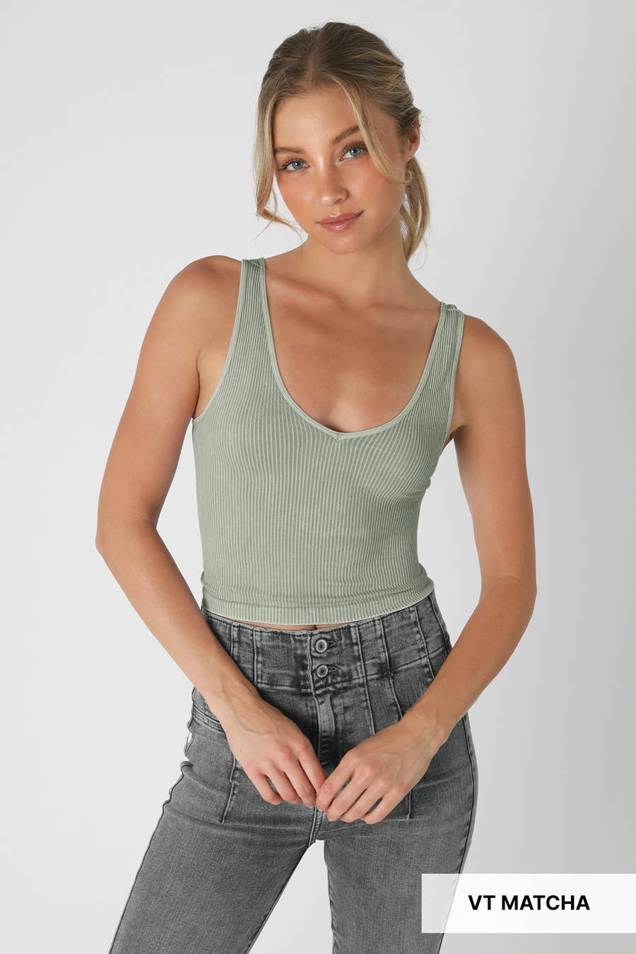 NIKIBIKI - Venta al por mayor Jersey corto de punto - Mujer - NS7634 - Top de cuello en V vintage20