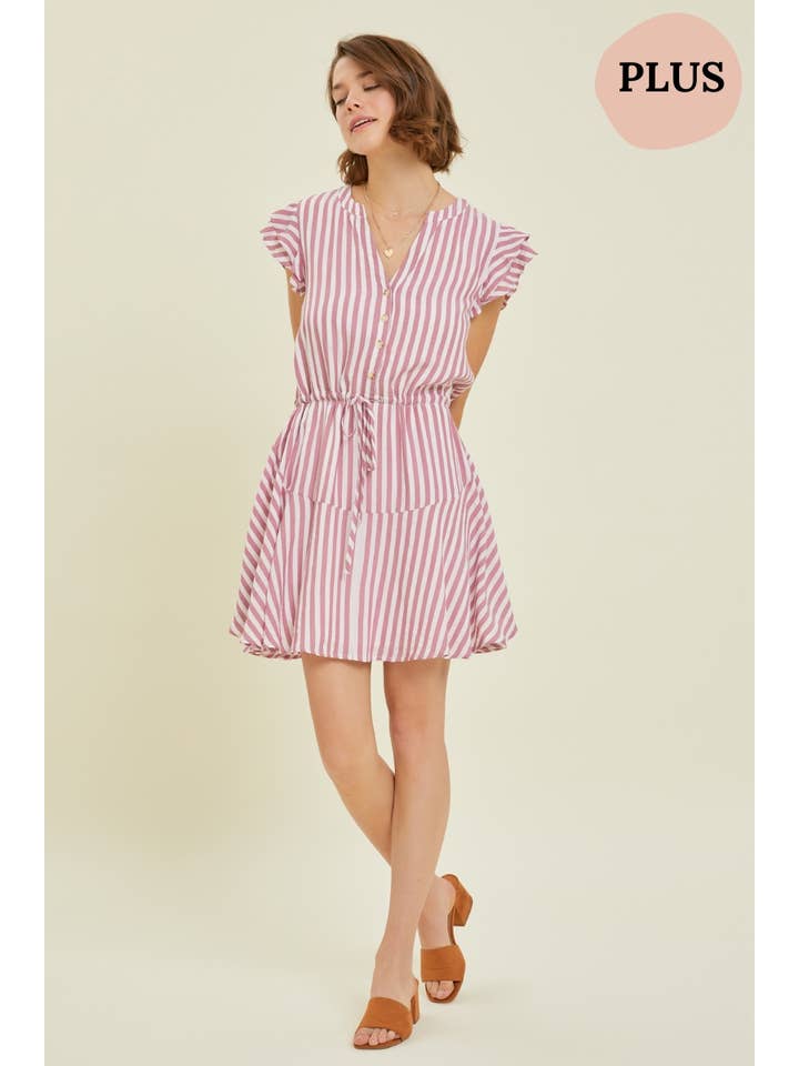Heyson - Wholesale Dress - Women's - ED5215P SOFT STRIPE FLARE DRESS