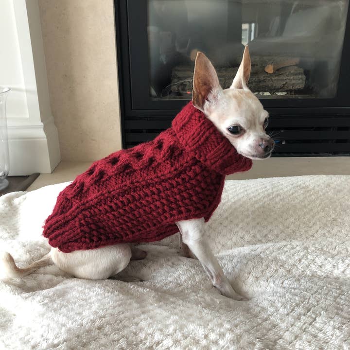 Leni Knits Limited - Wholesale Pet Sweater - Dog - The Original Honeycomb Cable Knit Dog Sweater15