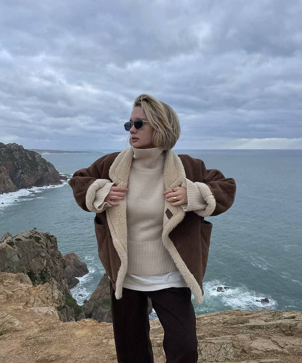 Aria Romance - Wholesale Bont/kunstbontjas - Dames - Retro lamsleren trenchcoat3