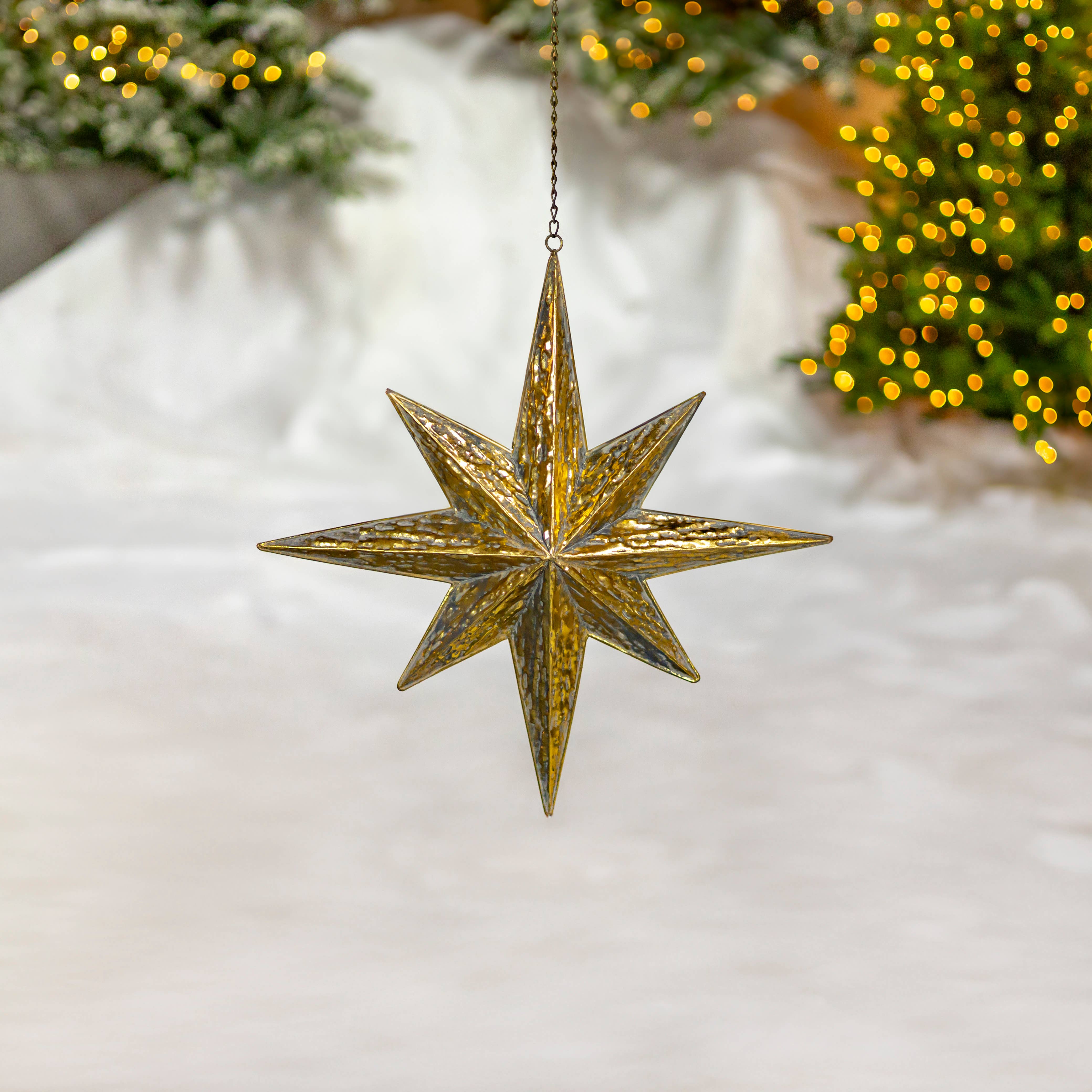 Zaer Ltd. International - Vente Décoration de Noël - Décorations en fer à suspendre « Polaris » en forme d'étoile polaire en or, lot de 65