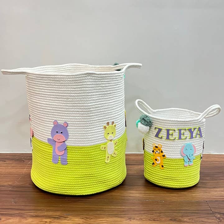 Ash and Vi - Wholesale Basket – Kids & baby - Jute Cotton Storage Basket - Animal Kingdom4