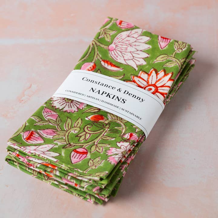 ENSEMBLE DE 4 SERVIETTES EN COTON GARDEN FLORAL pour la vente par Constance & Denny