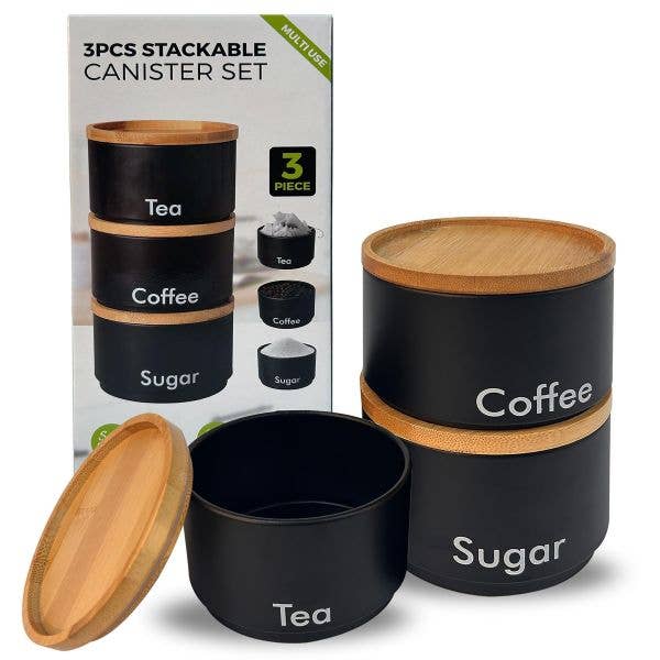 Set Of 3 Canisters Storage Jars Tea Coffee Sugar Containers for wholesale by MantraRaj / ECONX