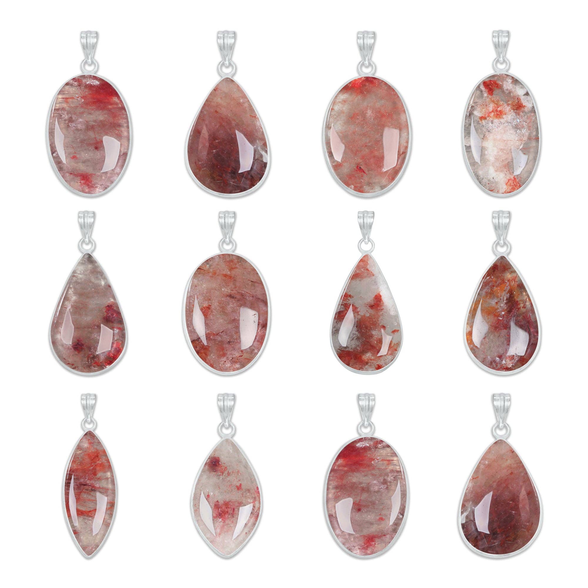 Handmade Jewels – wholesale Individual charm/pendant – Cherry Quartz Minimalist Pendants -  Handmade, Silver-Plated Brass, Wholesale Crystal Jewelry0